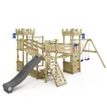 Produktbild: WICKEY Spielturm Ritterburg Smart Arch mit Schaukel & Anthraziter Rutsche, Outdoor Kinder Kletterturm mit Sandkasten, Leiter & Spiel-Zubehör für den Garten