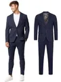 Produktbild: JEFF Herren JFEzra Set Anzug 2-teilig Sakko Hose Bundle | elastischer Herrenanzug Regular Fit für Männer Dark Navy, 56