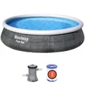 Produktbild: Bestway Schwimmbecken Fast Set XL Planschbecken Swimming Pool Set Rattanoptik