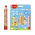 Produktbild: Keyroad JUMBO 3 in 1 Holz Wachskreiden/Aquarell- Wachsmalstifte Wasserlöslich-6 Stück plus ein Spitzer/Buntstifte für Kinder Junge Erwachsene/Kindersicher Ungiftig,KR972328,Mehrfarbig