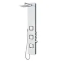 Produktbild: Duschpaneel Glas Weiß mit Thermostat & XXL Regendusche – Wellness Duschsystem mit Seitenbrausen & Handbrause, Aufputzmontage
