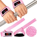 Produktbild: MuscleForge Zughilfen Krafttraining Frauen - Lifting Straps für Fitness - Gym Zughilfen für Gewichtheben - Handgelenk Bandagen Rosa - Griffhilfen für Powerlifting & Kreuzheben, 2 Stück