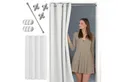 Produktbild: tinycurtains Türvorhang mit Stange silber 70-120 cm Thermo Vorhang ohne Bohren, mit Magneten, Ösen, abdunkelnd, Polyester, weiß Purity, Türgardine mit Klemmstange Raumtrenner verdunkelnd