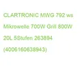 Produktbild: CLATRONIC MWG 792 ws Mikrowelle 700W Grill 800W 20L 5Stufen 263894 (400616063894