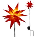 Produktbild: Cepewa Leuchtstern LED Gartenstecker faltbar | Ø25cmxH90cm rot Kunststoff | Weihnachststern beleuchtet Timerfunktion in verschiedenen Farben inkl. Leuchtmittel (rot Gartenstecker)