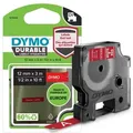 Produktbild: DYMO Original D1 Hochleistungs-Etikettenband | weiß auf rot | 12 mm x 3 m | permanent haftendes Vinyl-Schriftband | für LabelManager-Beschriftungsgerät