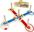 Produktbild: Holzseilring-Spiel für Garten, 5 Holzringe und 8 bunte Ringe, Indoor