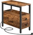 Produktbild: HOOBRO Beistelltisch mit Ladestation Sofatisch mit 2 Schubladen Nachttisch