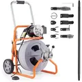 Produktbild: Rohrreinigungsmaschine 100 Fuß X 1/2 Zoll, Automatische Rohrreinigungsspirale Auf Rädern, Tragbare Rohrreinigungsmaschine Mit 8 Schneidern Und Luftaktiviertem Fußschalter Für 2 Bis 4 Zoll Rohre - Vevor