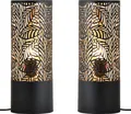 Produktbild: Marrakesch 2er Set Tischlampe Nachttischlampe 34cm groß | Aesthetic Deko Lampe im Wohnzimmer Schlafzimmer oder Kinderzimmer | Moderne Tischleuchte Verdure aus Metall schwarz gold E27 Lampenfassung