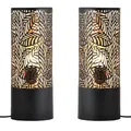Produktbild: Marrakesch 2er Set Tischlampe Nachttischlampe 34cm groß | Aesthetic Deko Lampe im Wohnzimmer Schlafzimmer oder Kinderzimmer | Moderne Tischleuchte Verdure aus Metall schwarz gold E27 Lampenfassung