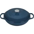 Produktbild: Le Creuset Signature Serie Runder Bräter aus Gusseisen mit Deckel - 30cm - 3.5L - Geeignet für alle Herdarten - Tiefblaugrün