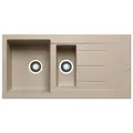 Produktbild: Pyramis Einbauspüle 100x50 cm beige Spüle 1.5 Becken Granitspüle mit Restebecken