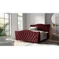 Produktbild: Fun Moebel - Boxspringbett Schlafzimmerbett Turhan 160x200cm Stoff Elisa Velvet Bordeauxrot