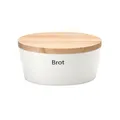 Produktbild: CONTINENTA Brottopf oval mit Holzdeckel  27 x 20 x 12,5 cm weiß