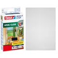 Produktbild: tesa Insect Stop Klett Fliegengitter Open/Close Premium für Fenster - Insektenschutz zum Öffnen und schließen - Mückenschutz ohne Bohren - selbstklebend, 130 cm x 150 cm - Anthrazit (Durchsichtig)