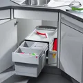 Produktbild: Hailo Abfallsammler Rondo 3646131 Eckabfallsammler 3fach für 90x90 Eckunterschrank 2x 8.5 + 18 Liter (35 l) (3646131)