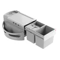 Produktbild: Hailo Abfallsammler Rondo 3646131 | Eckabfallsammler 3fach für 90x90 Eckunterschrank | 2x 8.5 + 18 Liter Inneneimer Kunststoff | komplett drehbar | Hellgrau