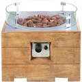 Produktbild: intergrill Gasfeuerstelle TM19025 Fire Pit Feuertisch für Garten mit Lavasteinen und Glas Holzoptik Palettenmöbel 59 x 58,5 x 38,8cm
