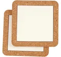 Produktbild: BEAZZ Topfuntersetzer Untersetzer 2er Set aus Porzellan mit Korkrahmen 15,5 x 15,5 cm, Bemalbar & hitzebeständig
