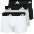 Produktbild: adidas Herren Boxershorts, 3er Pack - Trunks, Active Flex Cotton, Logo, einfarbig Schwarz/Weiß/Grau 2XL