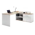 Produktbild: Schreibtisch Winkel Arbeitstisch Bürotisch ROMANCE Sibiu Lärche Weiß / SanRemo Eiche Nb.ca. 177 x 76 x 130 cm