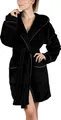 Produktbild: Gräfenstayn Damenbademantel Bademantel Damen flauschig Kapuze Kuschelfleece leicht kurz, warm & kuschelig, Knielang, Fronttaschen, Gürtel, S-XXL