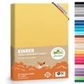 Produktbild: Premium Kinder Spannbettlaken leevitex® | 1er Set | Für Babybett & Kinderbett 70 x 140 cm | 100% hochwertige Mako-Jersey-Baumwolle - 170 g/m² | Öko Tex geprüft | Gelb