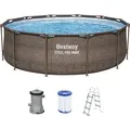 Produktbild: Bestway® Steel Pro MAXTM Frame Pool Set mit Filterpumpe Ø 366 x 100 cm, Rattan-Optik (Schokobraun), rund - Braun