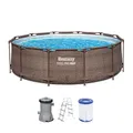 Produktbild: Bestway Steel Pro MAX Frame Pool-Set mit Filterpumpe Ø 366 x 100 cm, Rattan-Optik (Schokobraun), rund