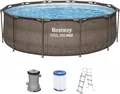 Produktbild: Bestway 56709 Steel Pro MAX Frame Pool Set Ø366x100cm Rattan-Optik rund Garten