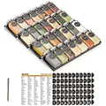 Produktbild: SpaceAid Gewürz-Schubladen-Organizer mit 28 Gewürzgläsern, 386 Gewürz-Etiketten, 4-stöckiger Gewürzregal-Einsatz für Küchenschubladen, 33 cm breit x 44,5 cm tief
