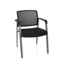 Produktbild: hjh OFFICE 738105 Besucherstuhl Meet Stoff/Netz Schwarz gepolsterter Stuhl mit Armlehnen, Konferenzstuhl stapelbar
