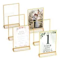 Produktbild: Goldener doppelseitiger Bilderrahmen - 6er-Pack - A6 Acryl Gold Tischkartenhalter, Aufsteller im Staffelei-Stil, Goldrahmen für Hochzeit Tischnummern, Speisekartenhalter, Fotorahmen (A6)