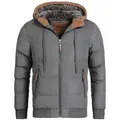 Produktbild: Indicode Winterjacke Herren Adeline Jacke Winter Herrenjacke mit Teddyfutter, gefütterte Kapuze grau L (52)