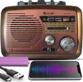 Produktbild: Retro Radio Bluetooth AM FM SW Kofferradio Unterstützt USB SD-Karten Slot Tragbares Radio Batteriebetrieben Gehäuse in Holzoptik Vintage Radio Retoo