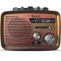 Produktbild: Nostalgie Retro Radio Bluetooth FM Vintage Kofferradio Küchenradio hellbrau Reto
