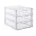 Produktbild: SUNDIS Orgamix, schubladenbox aus Kunststoff, 3 transparente Schubladen für A4-Papier, Höhe 25,5 cm, stapelbar, ideal für Schreibtisch, Unterricht, Dokumente, Zubehör