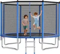 Produktbild: VEVOR Outdoor Trampolin Bodentrampolin 427 x 427 cm mit Sicherheitsnetz & Stahlrahmen, ASTM-, Hochleistungstrampolin, max. 204 kg Gewichtskapazität, Gartentrampolin für Kinder