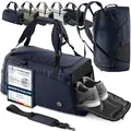 Produktbild: Sporttasche Trainingstasche + Rucksack, Schuhfach, Nassfach | Reisetasche Schwimmtasche Fitnesstasche Sport Gym Fitness Umhängetasche Handgepäck Weekender Bag Reise Tasche Herren Damen | 40 L, Blau