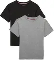 Produktbild: Tommy Hilfiger Jungen 2er Pack T-Shirts Kurzarm Rundhalsausschnitt, Grau (Medium Grey Ht/Black), 10-12 Jahre