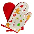 Produktbild: Ofenhandschuhe Kitchen, Weihnachten, rot, 1 Paar, PSA-Kategorie II bis 250°C hitzebeständig, geprüftes und zertifiziertes Produkt