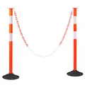 Produktbild: VEVOR Verkehrsleitpfosten Leitpfosten 2-tlg. (871 mm) mit beschwertem Sockel & Reflektorstreifen & Ketten, Warnpfosten für Baustellen, Parkplätze, Absperrpfosten zur Steuerung von Menschenmengen