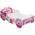 Produktbild: Kutsche Kinderbett Mädchenbett 80x160 | 70x140 mit Rausfallschutz und Matratze | Prinzessin Kinder Spielbett 160x80 - Rosa