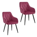 Produktbild: WOLTU 2er Set Esszimmerstühle mit Armlehne Rückenlehne, Stuhl im Esszimmer mit Samtbezug, bequemer Polsterstuhl, Küchenstuhl mit Metallbeinen bordeaux