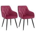 Produktbild: WOLTU 2er Set Esszimmerstühle mit Armlehne Rückenlehne, für Esszimmer Wohnzimmer Küche, Bequeme Küchenstühle gepolstert mit Samtbezug, Metallbeinen, Bordeaux