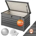 Produktbild: Gardebruk® Auflagenbox 385l Volumen Metall Abschließbar Gasdruckfeder 120x62cm Wetterfest Garten Balkon Keller Gartenbox Gartentruhe Anthrazit