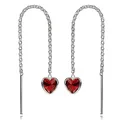 Produktbild: Materia Herz Durchzieher Ohrringe - Ohrhänger Silber 925 Zirkonia rot SO-480-Rot
