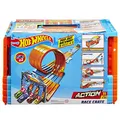 Produktbild: Hot Wheels Bahn Track Builder, Rennkiste (3 Stunts in 1 Set) zum Bauen von Autorennbahnen für Hot Wheels Autos, inkl. 2 Spielzeugautos, Auto Spielzeug, Spielzeug ab 6 Jahre, GKT87
