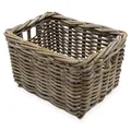 Produktbild: Rattan Aufbewahrungkorb rechteckig shabby grau - 34 x 24 cm - Regalkorb aus Weide geflochten mit Griffen - Holzkorb Weidekorb Rattankorb Holz Deko Korb Bad Regal Schrank Organizer